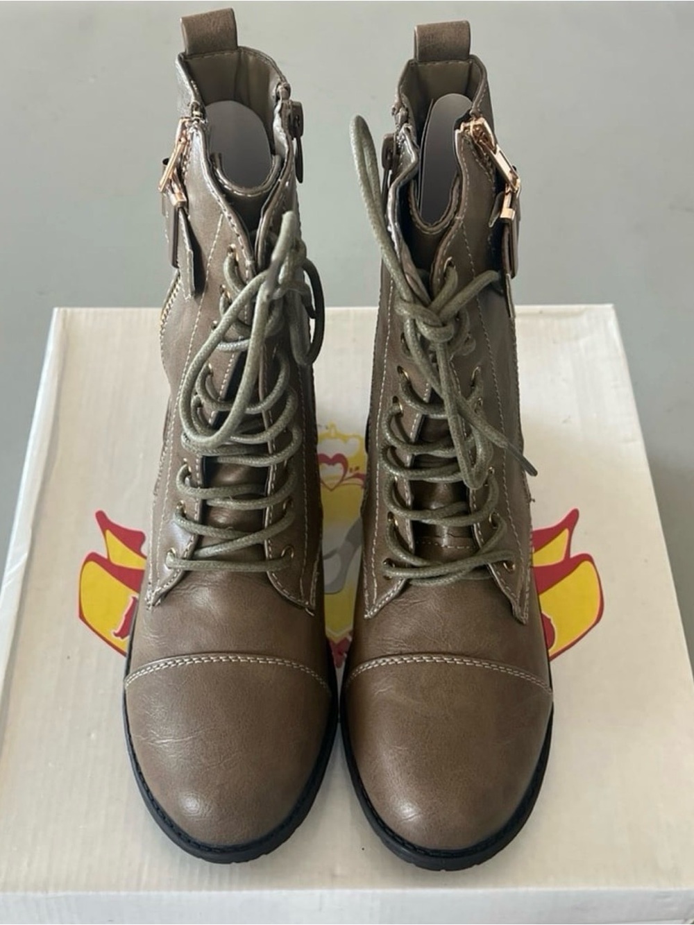 West Blvd Olive Lace-Up Ankle Boots with Side Zip